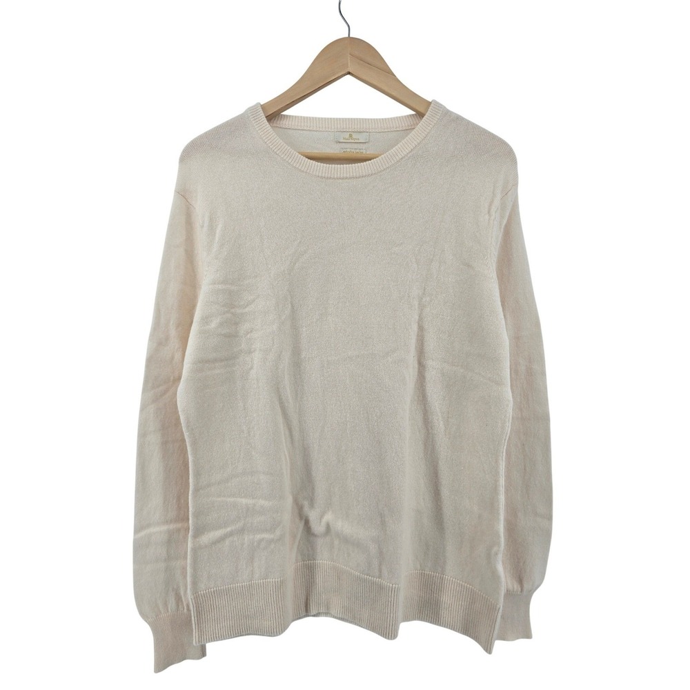 Munrospun Sweater Mens XL Cream Extrafine Merino Wool Crewneck Long Sleeve Knit